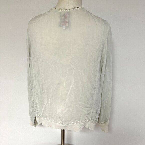 Johnny Was Pintuck Mesh Peasant Blouse - Picture 4 of 9